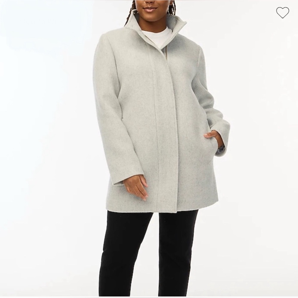 NWOT J.Crew Wool City Coat Gray Plus Size 22 Long Zip Up Neutral Winter Chic New - Picture 2 of 16